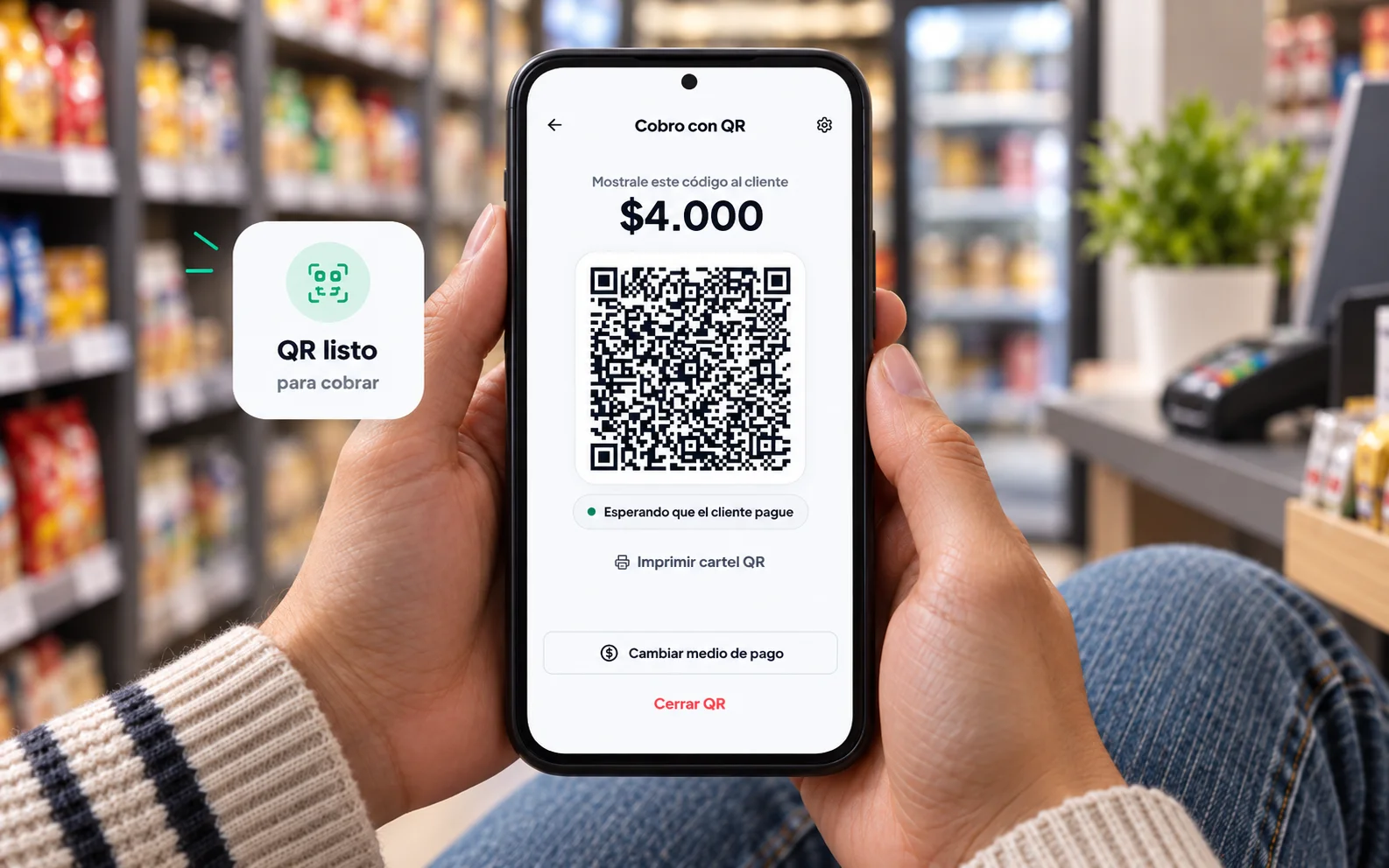 Cobrá como prefiera tu cliente con QR o tarjeta